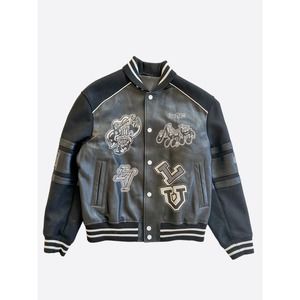 Louis Vuitton Black Leather Varsity Jacket